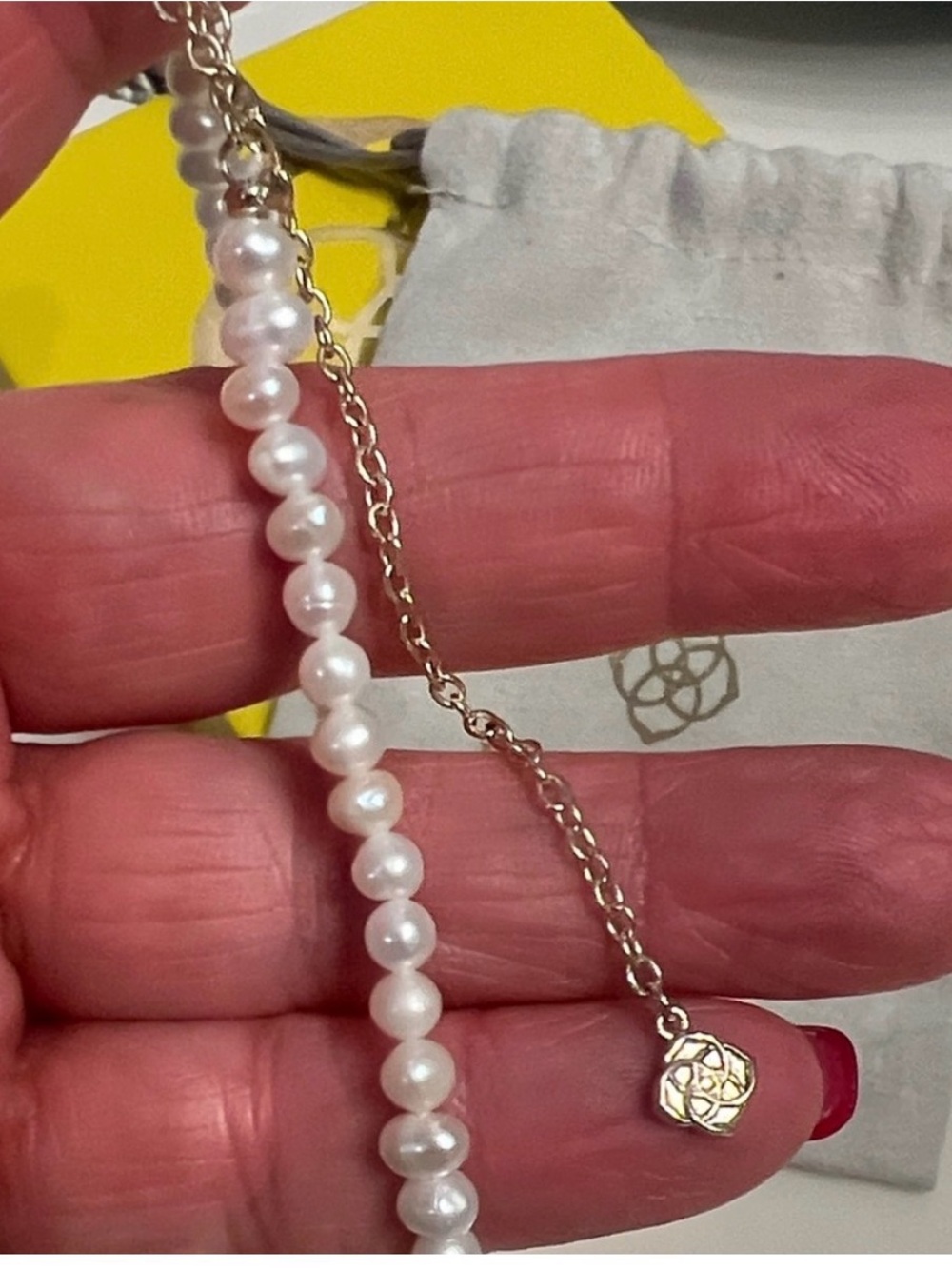 Kendra Scott White Pearl Necklace with Gold Accent Pendant - Picture 5 of 5